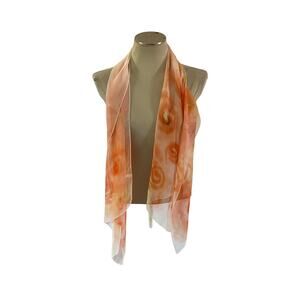 Orange Watercolor Florals 100% Silk Scarf